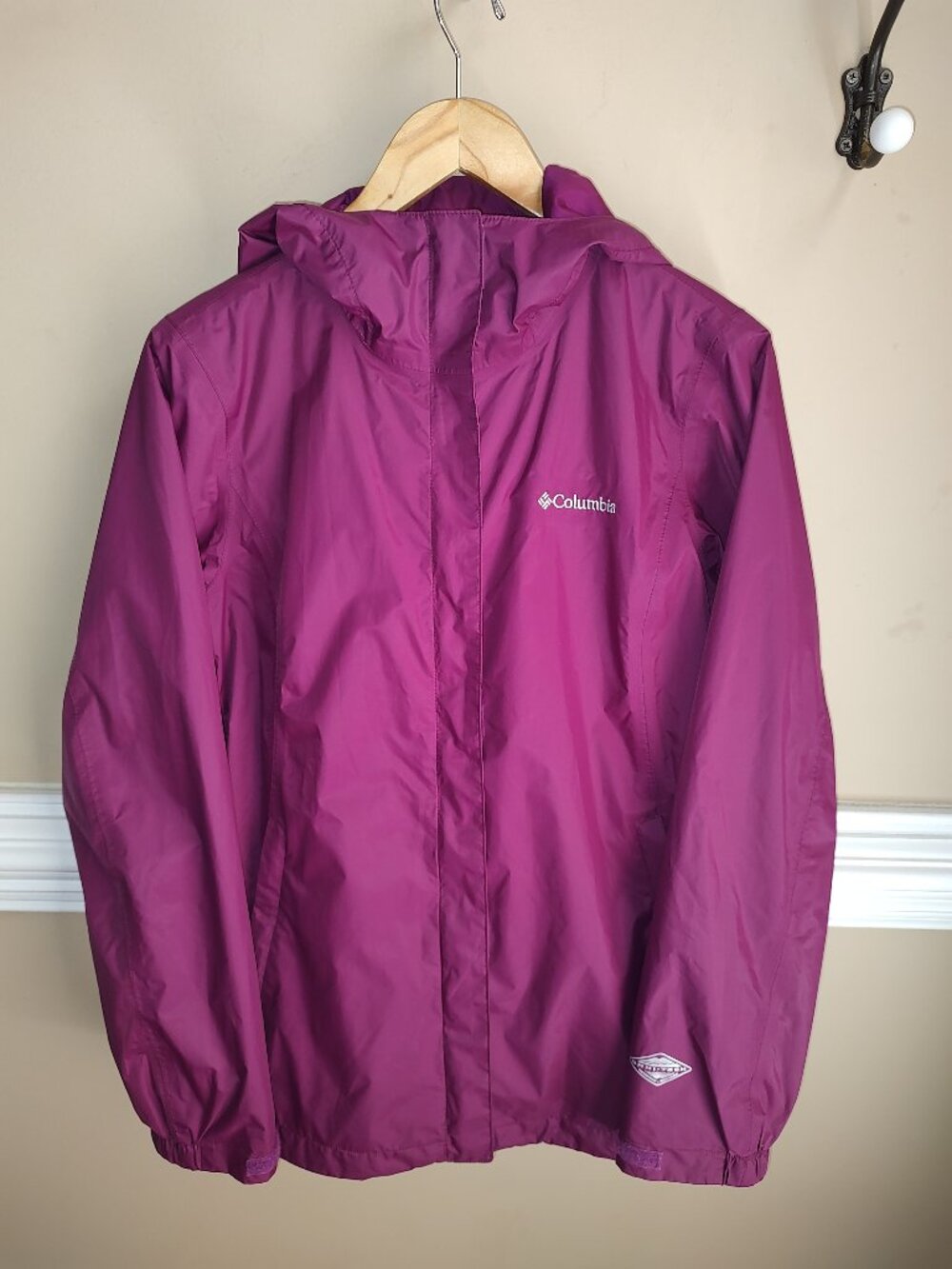 COLUMBIA ARCADIA II NYLON PARKA WATERPROOF MESH LINING HOODED DARK FUSHIA SMALL